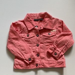 Calvin Klein pink/salmon snap front corduroy jacket. Girls 3T